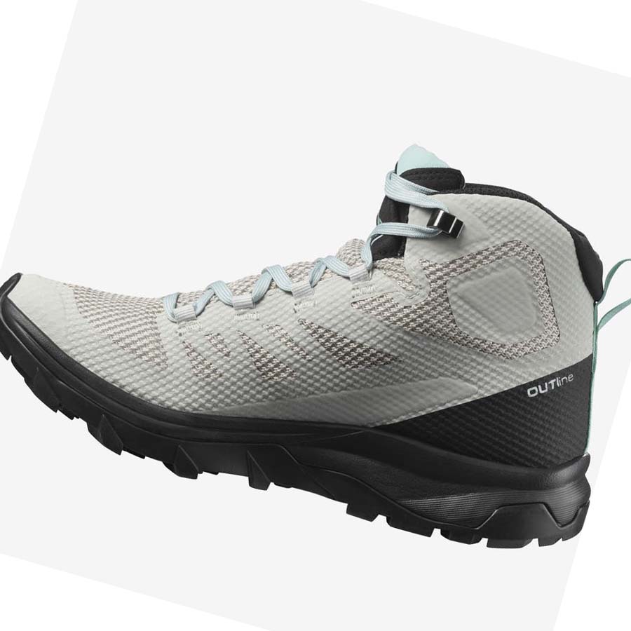 Salomon WoOUTLINE MID GORE-TEX Kadın Yürüyüş Ayakkabısı Bej Rengi | TR 2790FDN